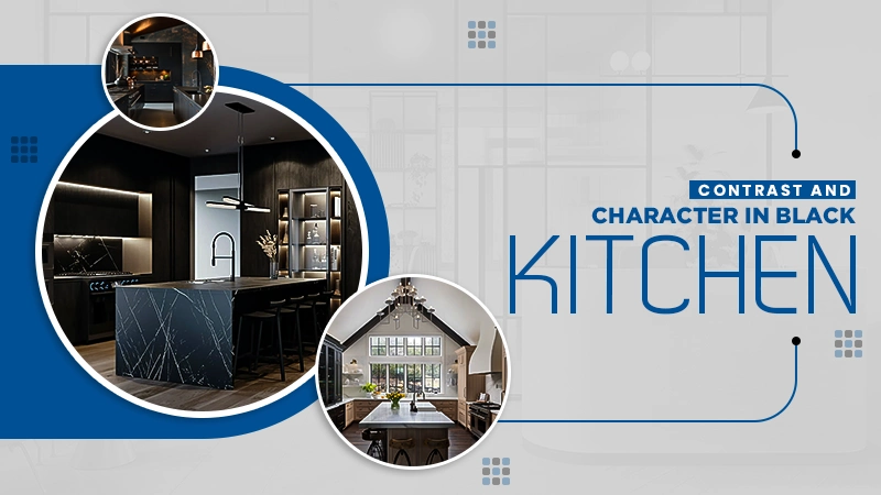 contrast and character in black kitchen