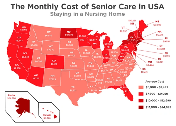 the monthly cost of senior care in usa