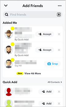 Add friends with Snapchat's “Quick Add” feature