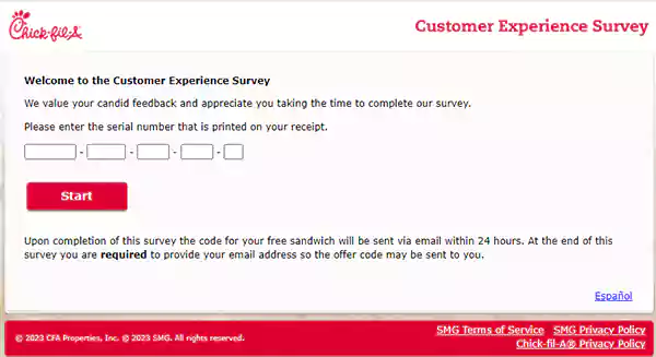 CFA customer experience Survey web page