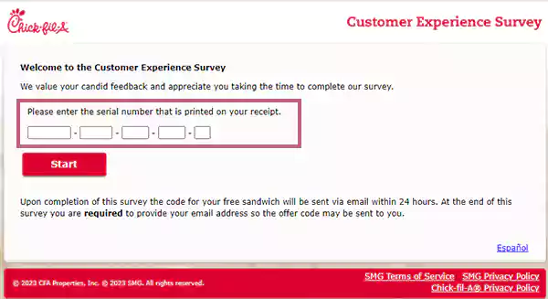CFA customer experience survey web page2