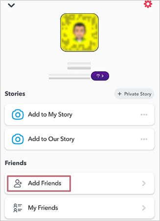 From the “Friends section” tap the “Add friends” option