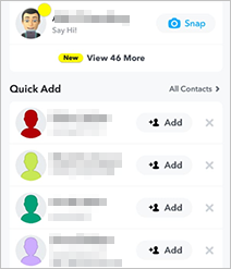 Snapchat profiles from the Contact list