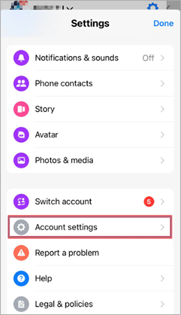 Tap on “Account Settings”