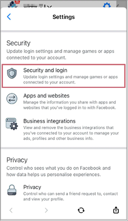 Tap on “Security and login”