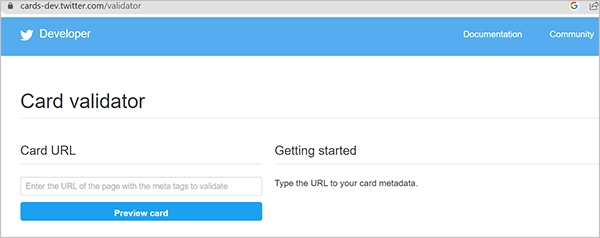 Twitter card debugger