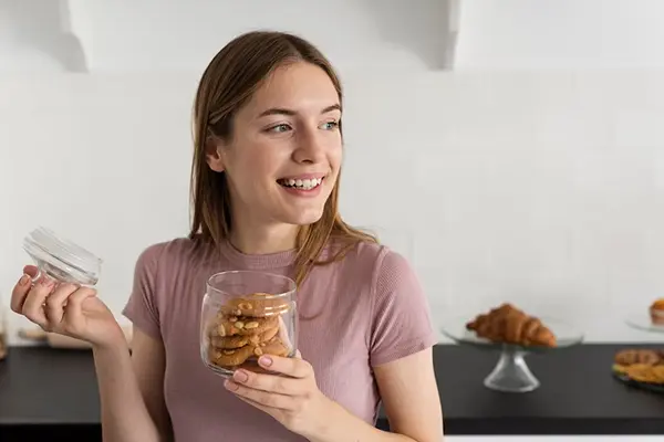 Women eating healthy cookies