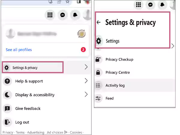 Click on Settings & privacy Settings