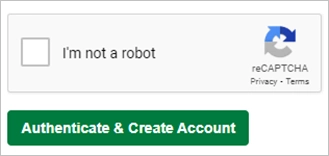 Tap on the ‘I’m not a robot’ Checkbox  ‘Authenticate and Create Account’