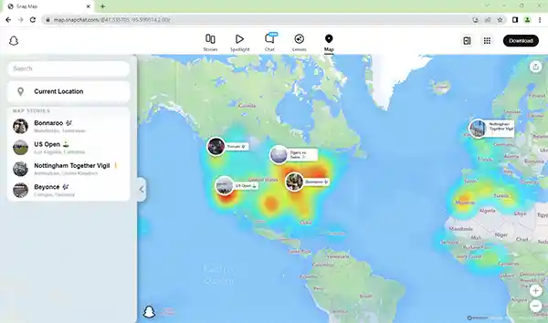 snap map on browser