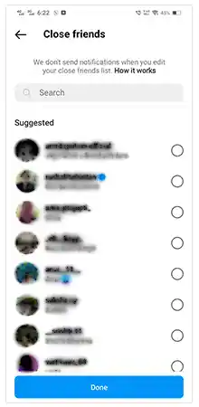 List of suggested accounts