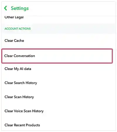 Scroll down and tap on “Clear Conversations”