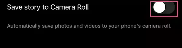 Toggle off Save story to Camera Roll
