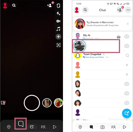 Select chat and tap on a friend’s chat
