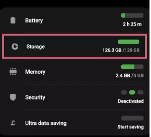 tap on device storage