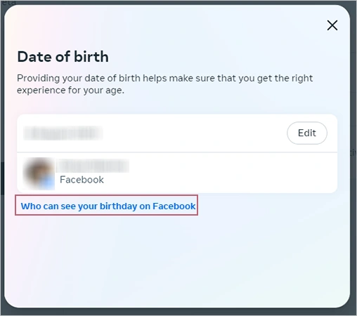 Click on the ‘Who can see your birthday on Facebook’ link