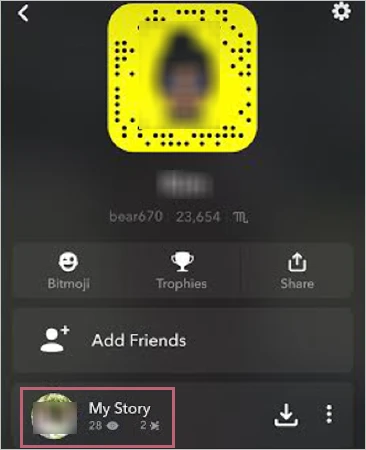 Tap on “My story”