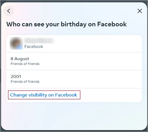 Tap on the change visibility on Facebook option.