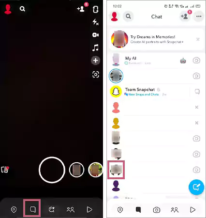 Tap on the chat option and select a chat