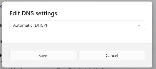 Edit DNS settings and click on the Save option