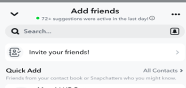 Snapchat Quick Add page