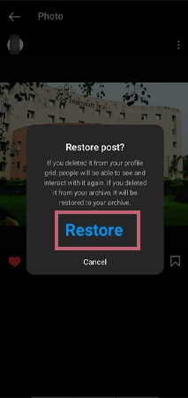Click on the restore option