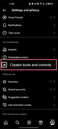 In the For Professional section choose Creator Tools and Controls