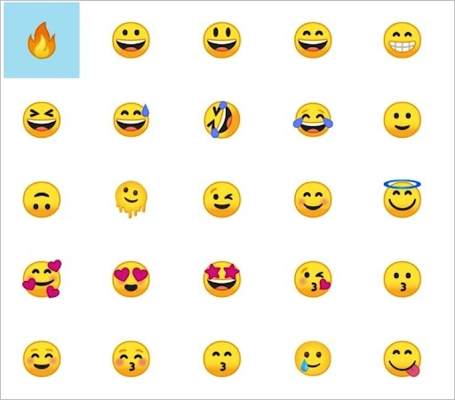 Navigate and find a new emoji to exchange with the default one