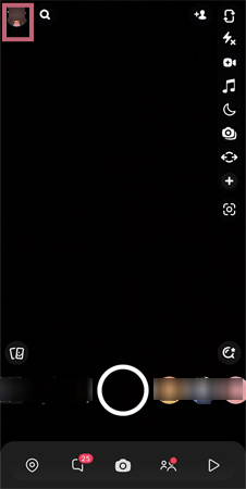 Open Snapchat and tap on the profile icon at the top left