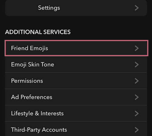 Scroll to Additional Services and choose friend emoji