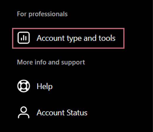 Select Account Types and Tools