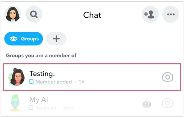 Tap chat and select the group
