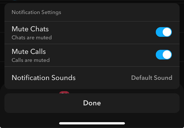 Turn the toggle on to mute calls and chatss