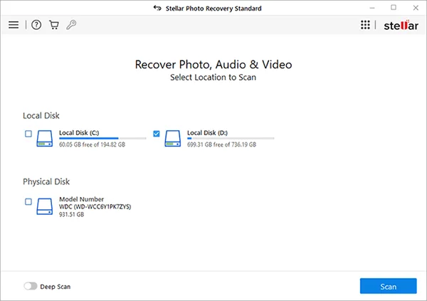 the Stellar Photo Recovery software