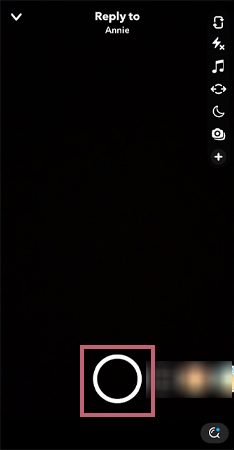 Capture a video or snap using the Circle icon in the middle