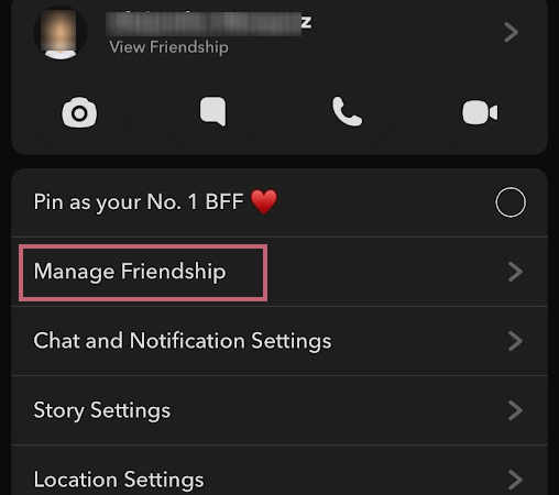 Pick Manage Friendship in this menu