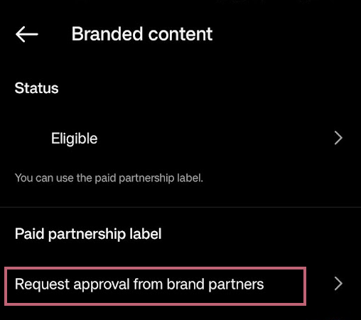 Select Request Approval from Brand Partners