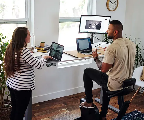 sit-stand desk in a workplace