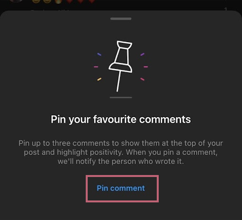 In the pop up choose Pin Comment