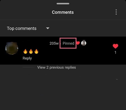 Pinned reflects that your comment is pinned