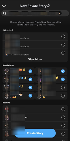 Select everyone you want to view your story