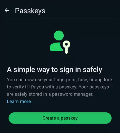 WhatsApp Passkey Feature