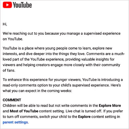 Youtube Email To Parents