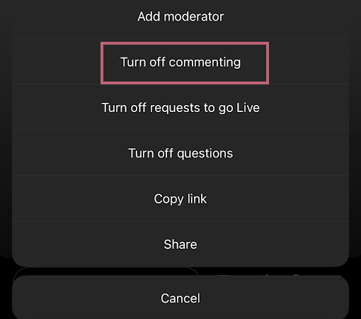 In the pop up menu choose Turn OFF Commenting