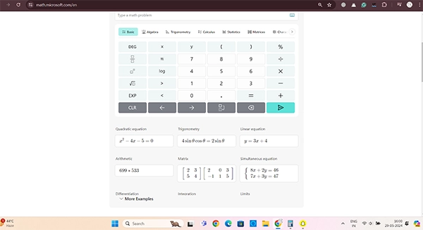 Microsoft Maths solver 