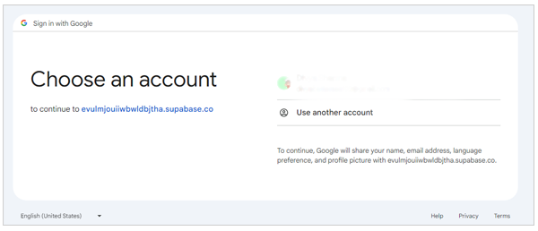 Select the Google account you want to use. 