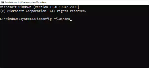 Type ipconfig flushdns in the command prompt