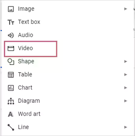 Choose Video from the list of options