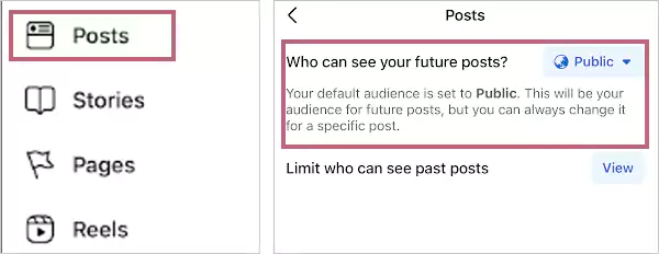 Select Posts then Who can see your future posts