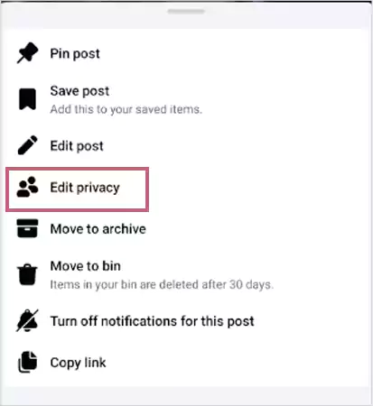 Select the Edit privacy option